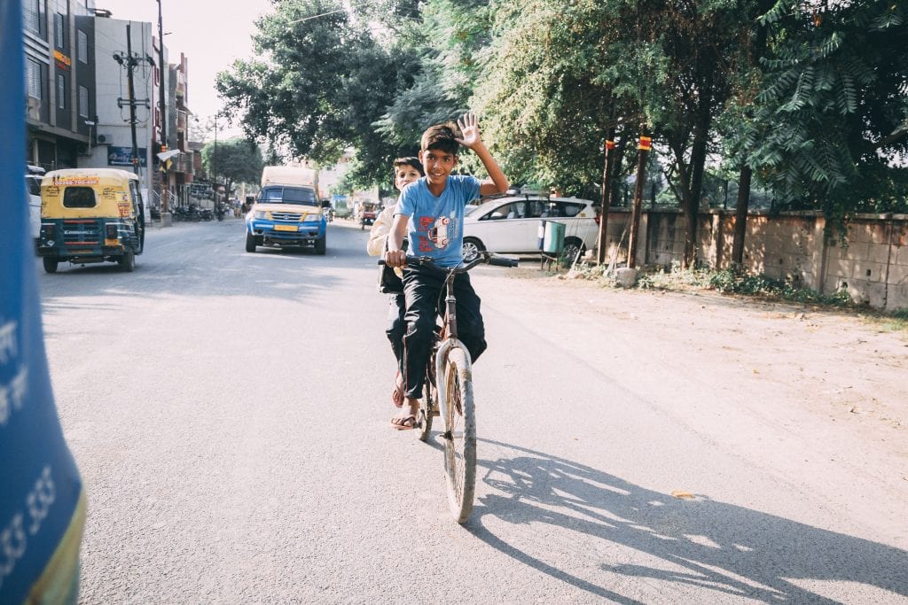 Kids on a bike in Delhi