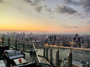 shanghai skyline from rooftop bar