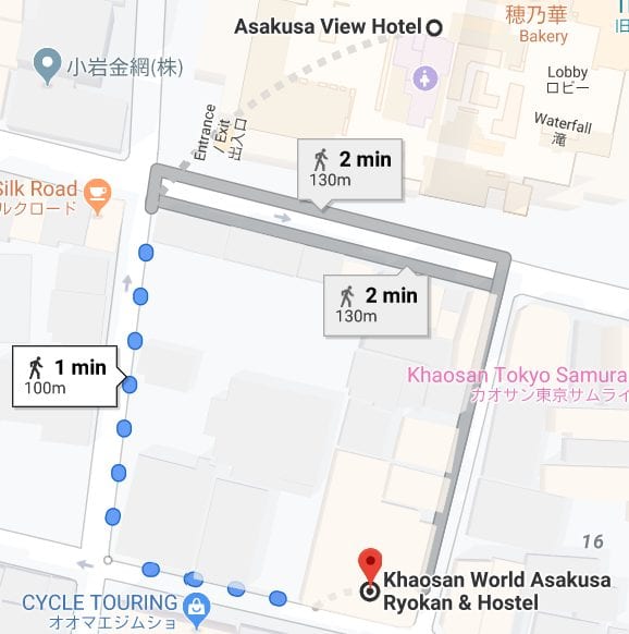 Map to Japan hostel